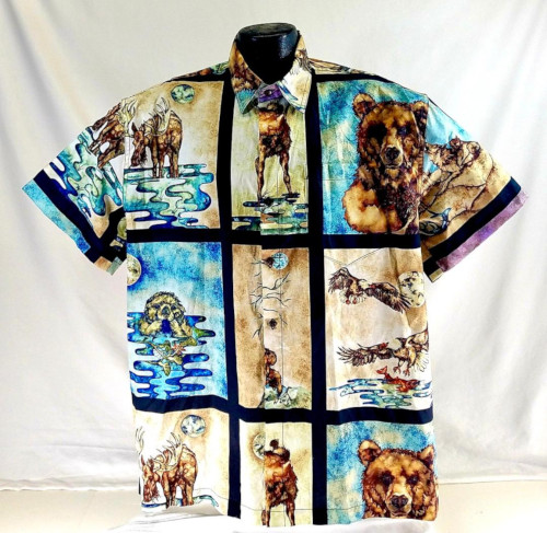 Northwestern Wildlife Hawaiian shirt- Made in USA- Cotton